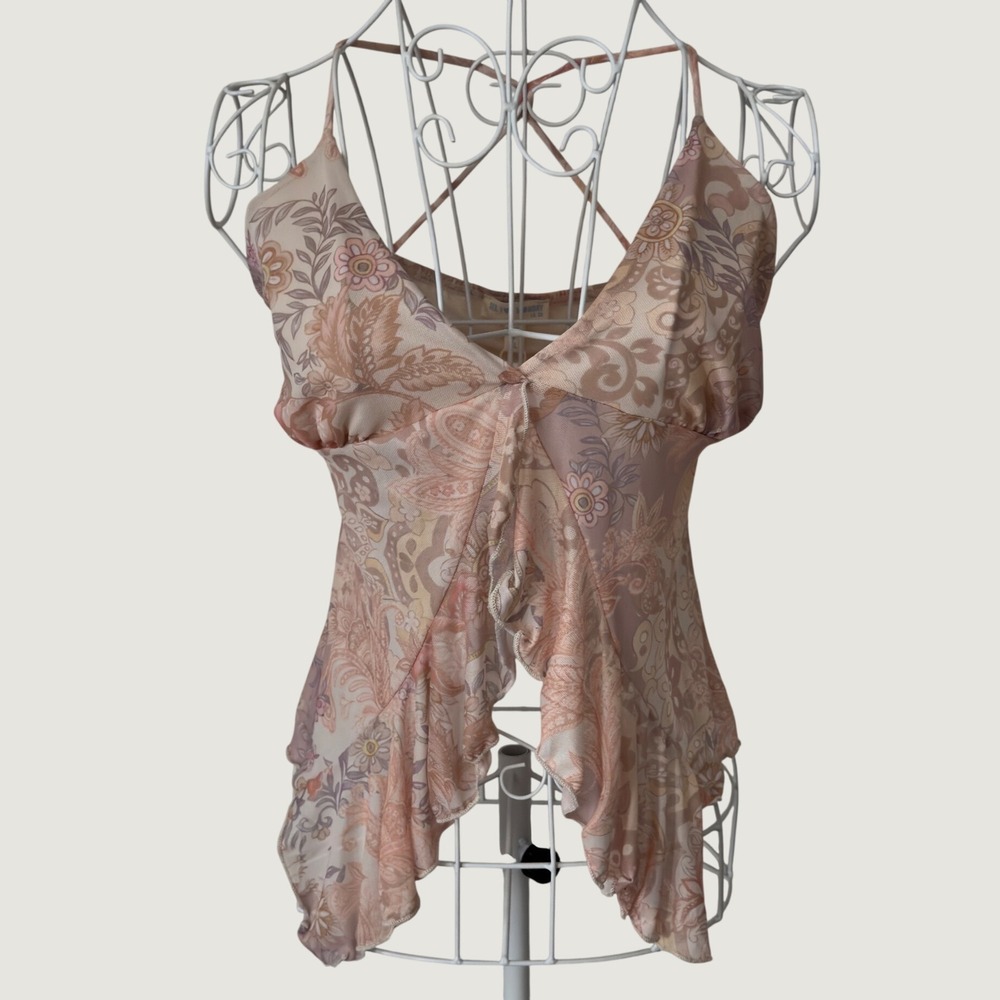 3004 | NWT See You Monday Floral Fairycore Paisley Ruffle Cami Peach Women XL